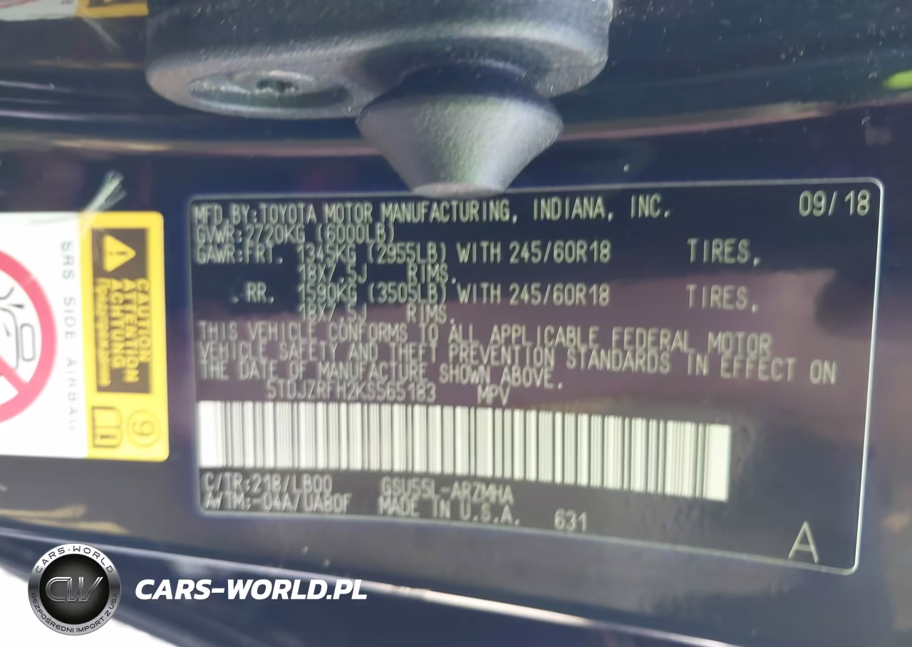 2019 Toyota Highlander Xle VIN:5TDJZRFH2KS565183 - 9