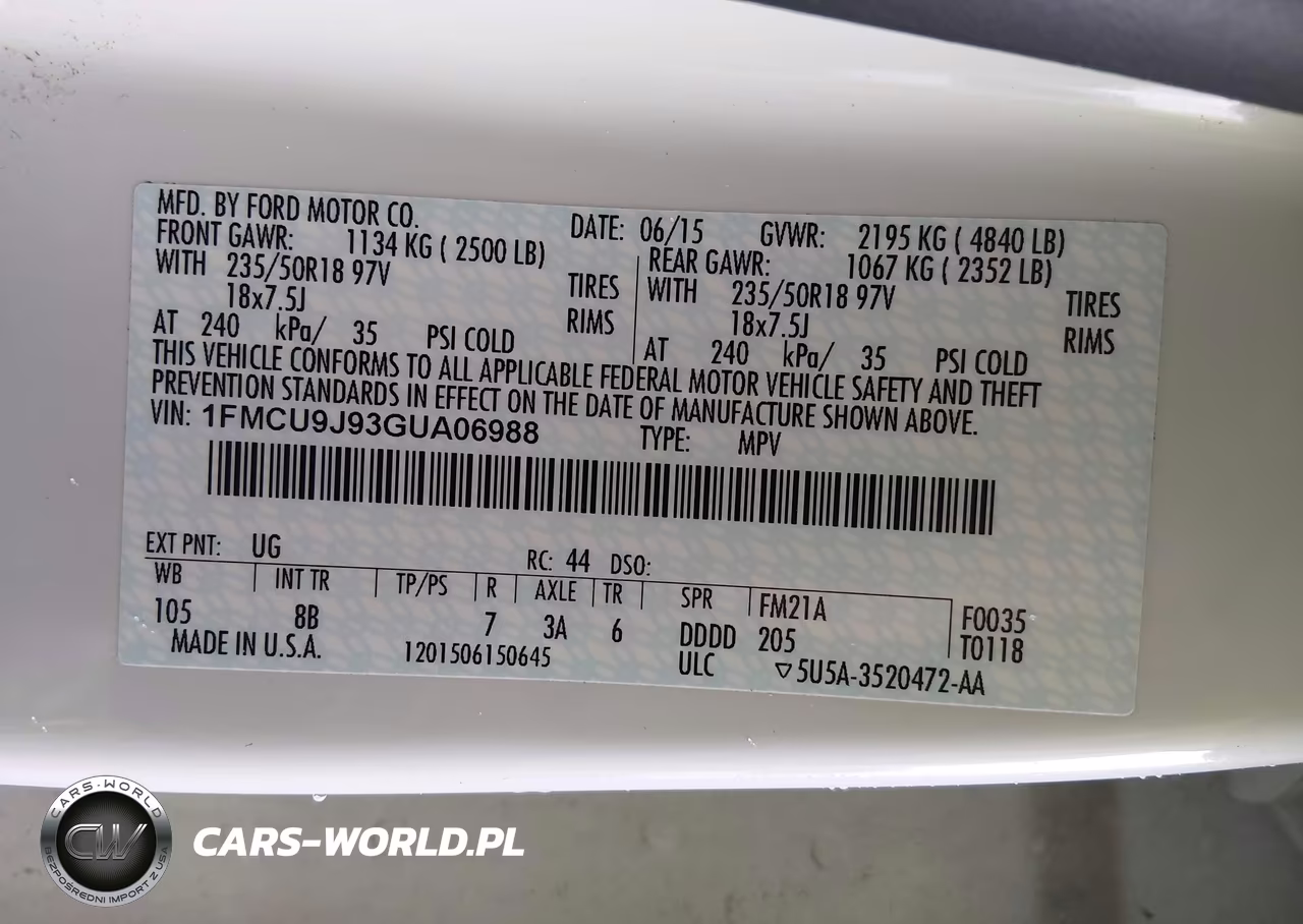 2016 Ford Escape Titanium VIN:1FMCU9J93GUA06988 - 9