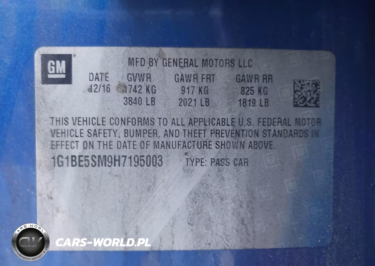 2017 Chevrolet Cruze Lt Auto VIN:1G1BE5SM9H7195003 - 9