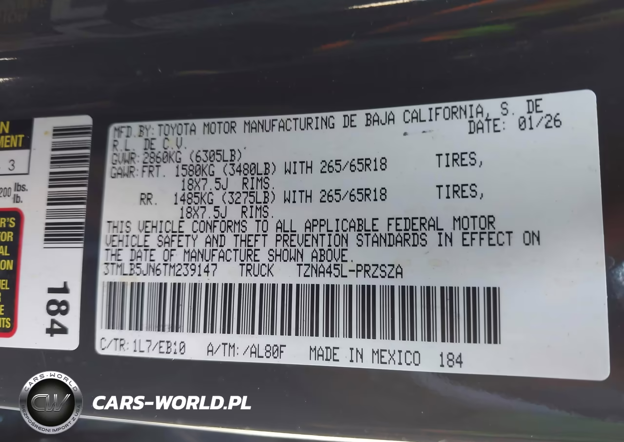 2026 Toyota Tacoma Limited VIN:3TMLB5JN6TM239147 - 9