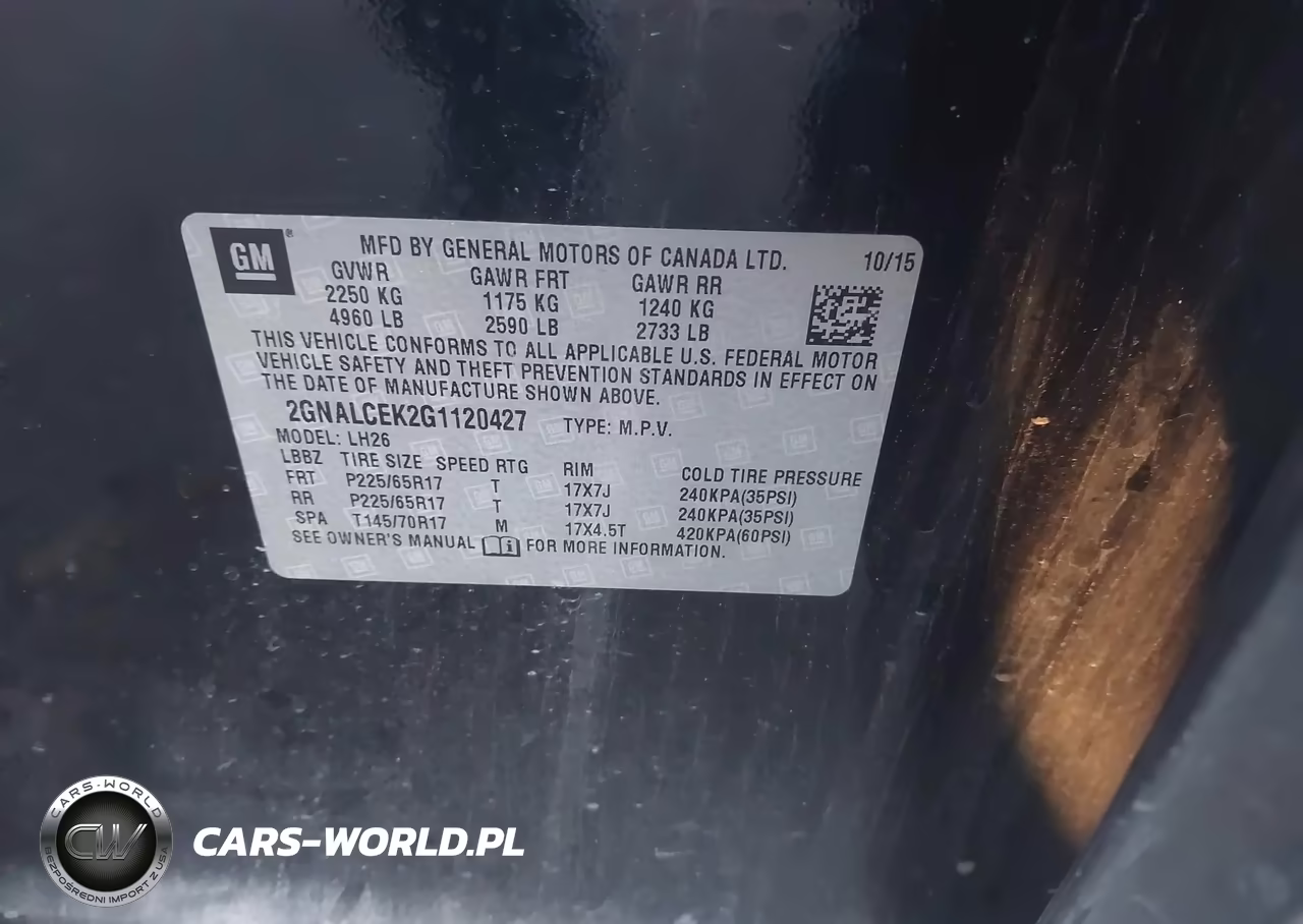 2016 Chevrolet Equinox Lt VIN:2GNALCEK2G1120427 - 9