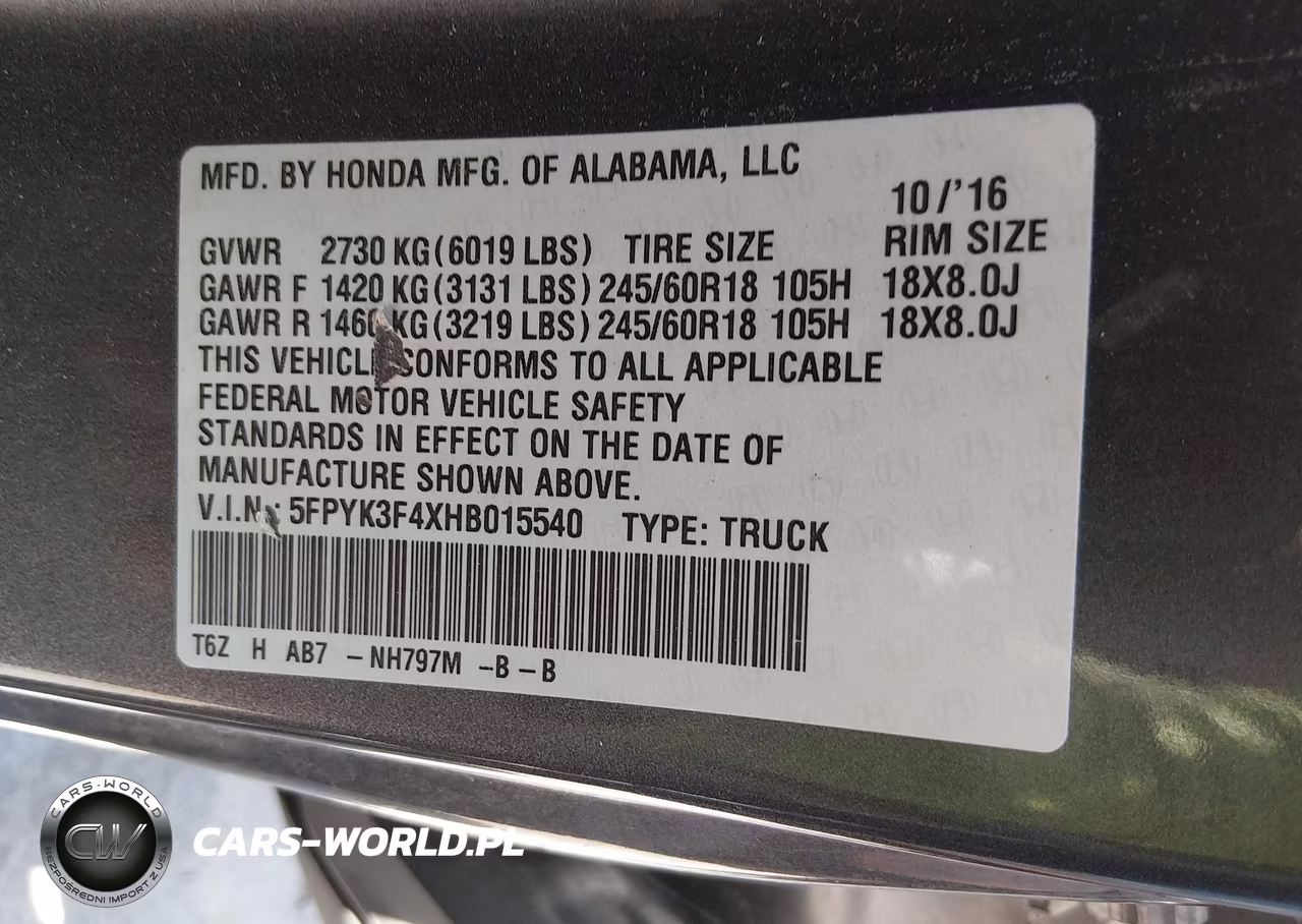 2017 Honda Ridgeline Rts VIN:5FPYK3F4XHB015540 - 9