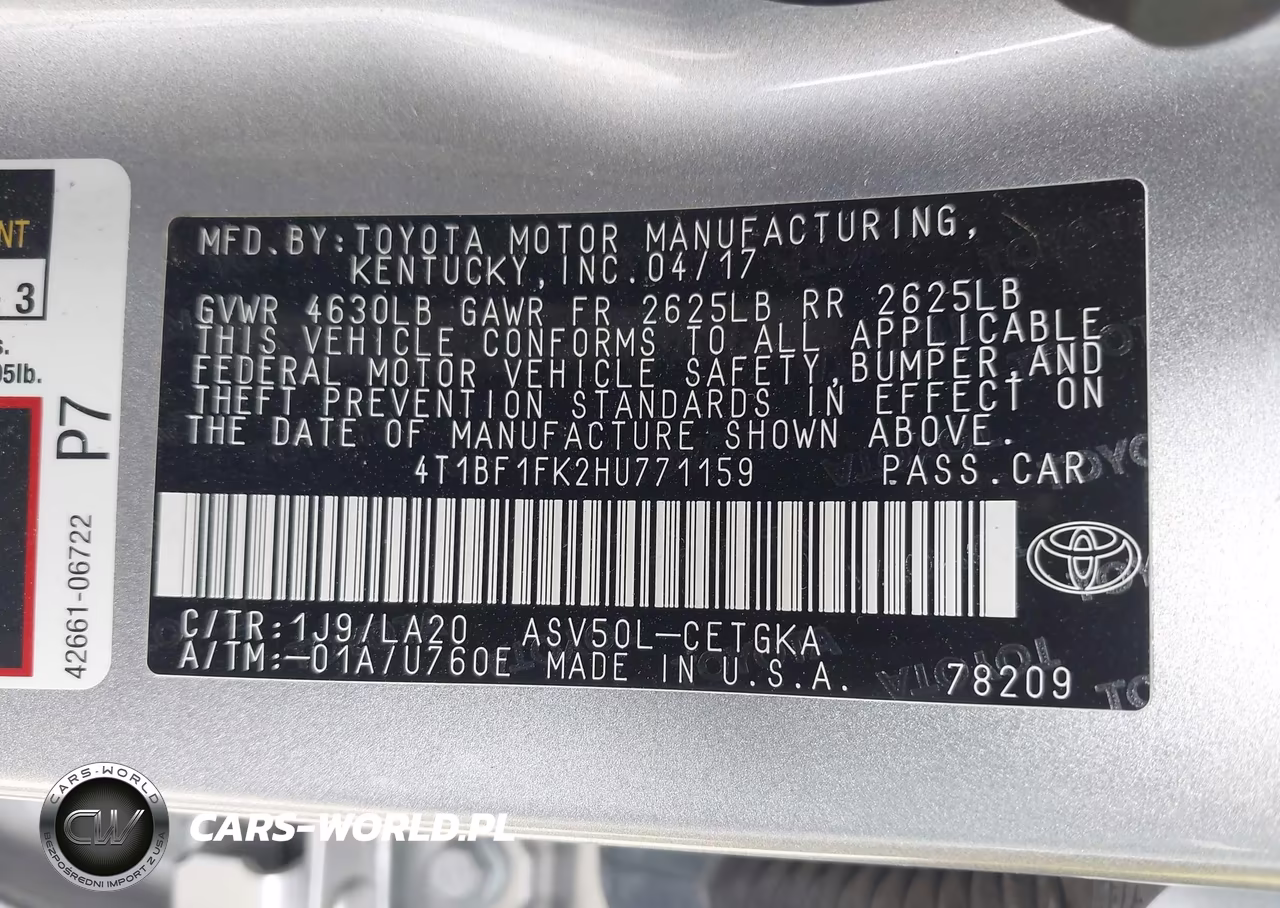 2017 Toyota Camry Xle VIN:4T1BF1FK2HU771159 - 9