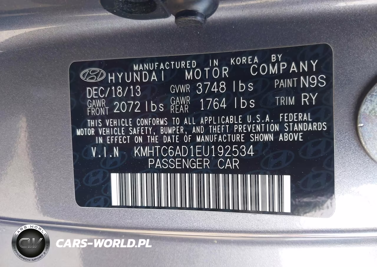 2014 Hyundai Veloster Base W-Black VIN:KMHTC6AD1EU192534 - 9
