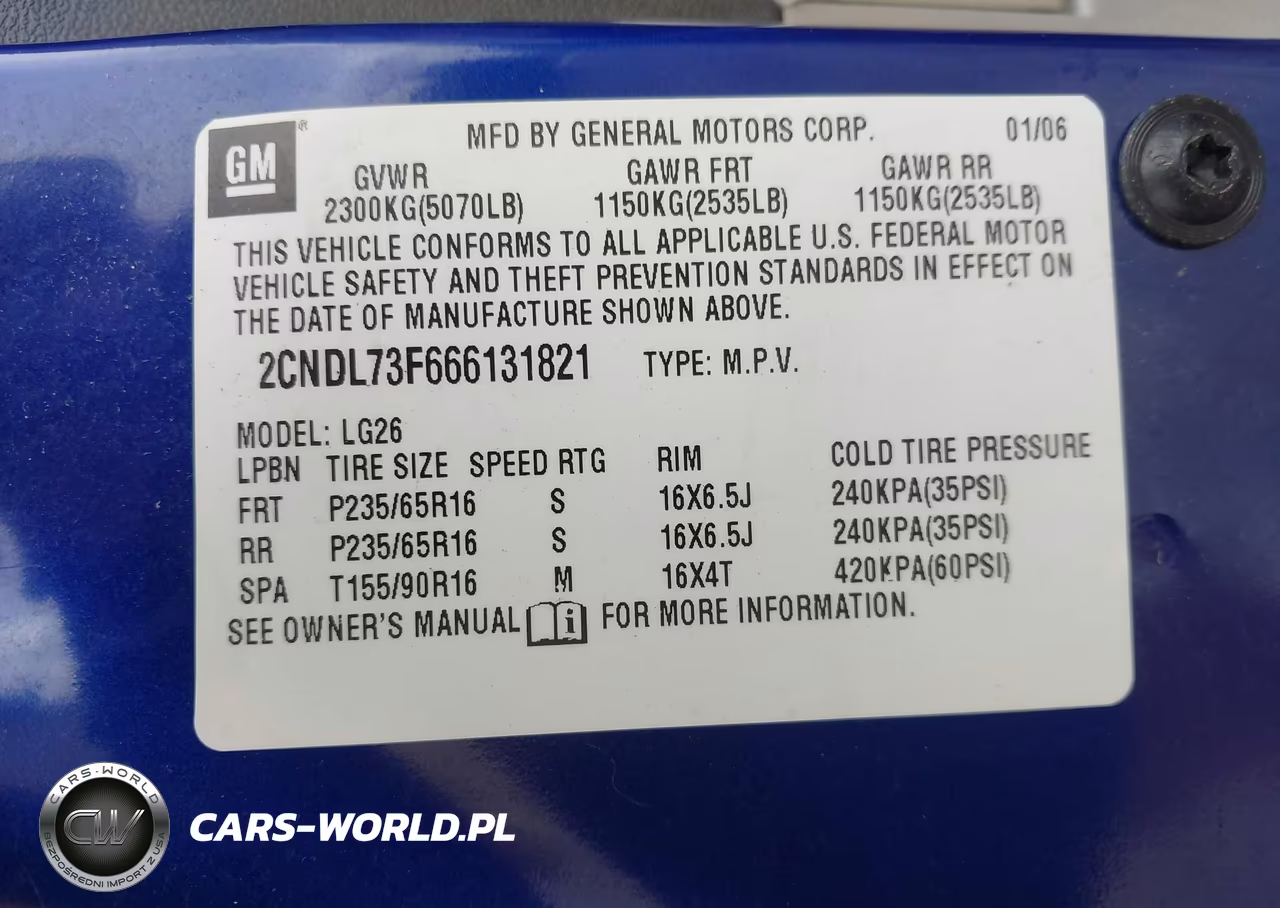 2006 Chevrolet Equinox Lt VIN:2CNDL73F666131821 - 9