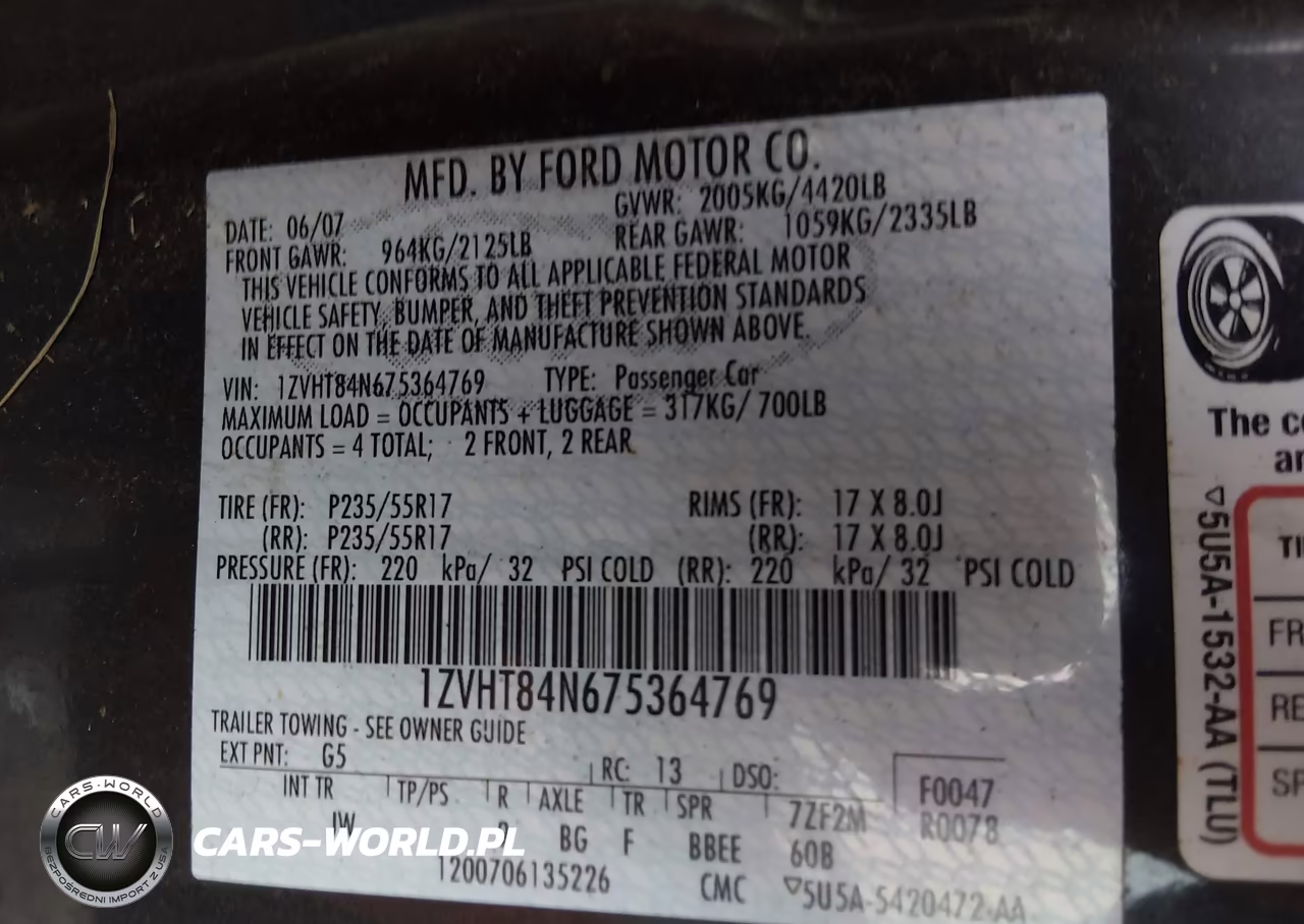 2007 Ford Mustang V6 Deluxe-V6 Premium VIN:1ZVHT84N675364769 - 9