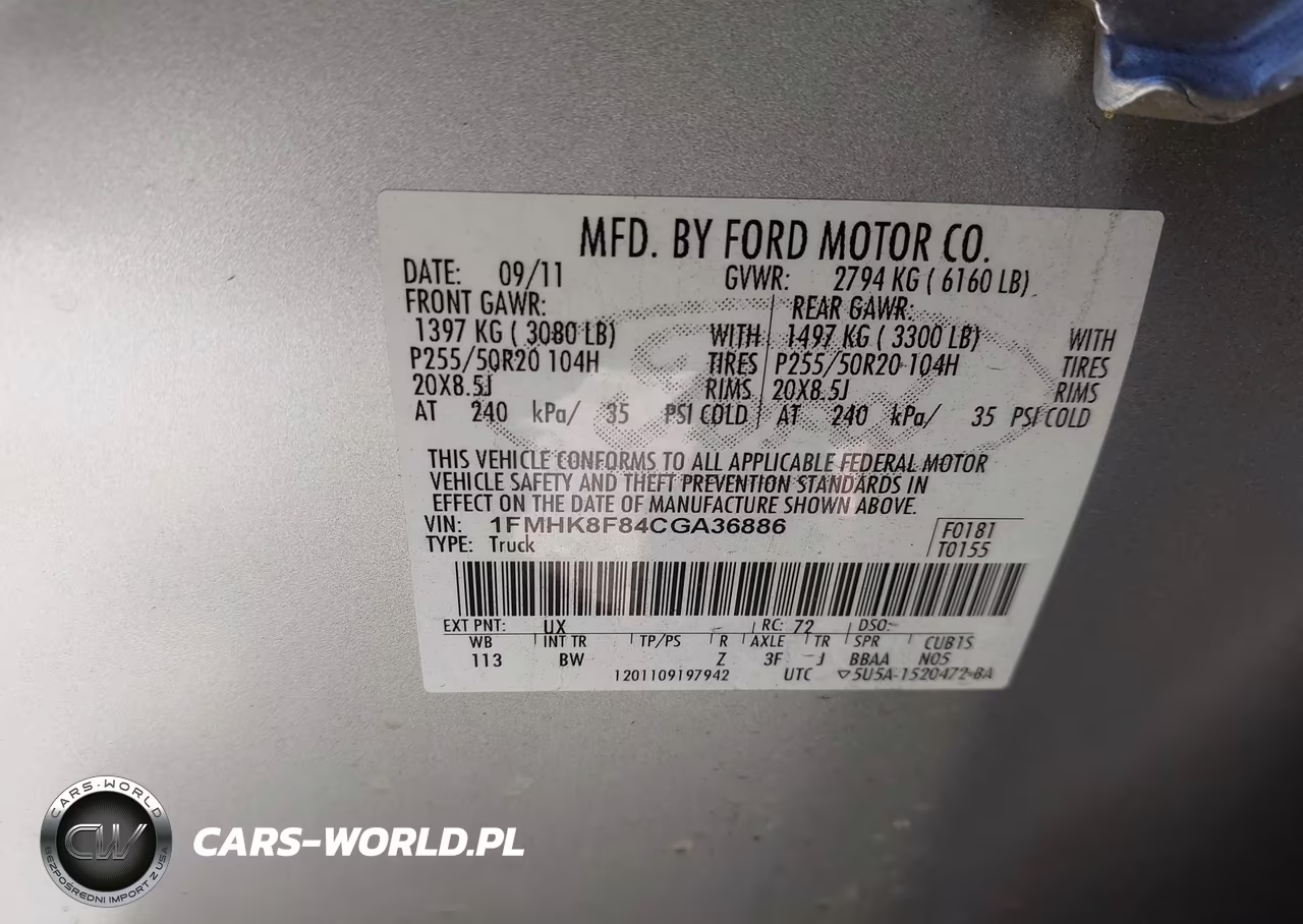 2012 Ford Explorer Limited VIN:1FMHK8F84CGA36886 - 9