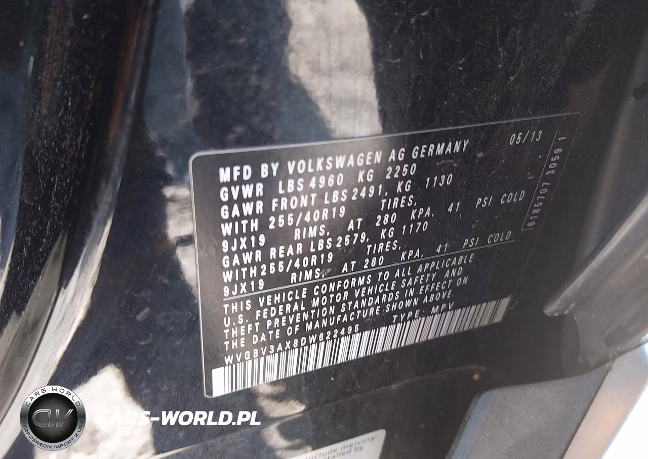2013 Volkswagen Tiguan Sel VIN:WVGBV3AX8DW622495 - 9