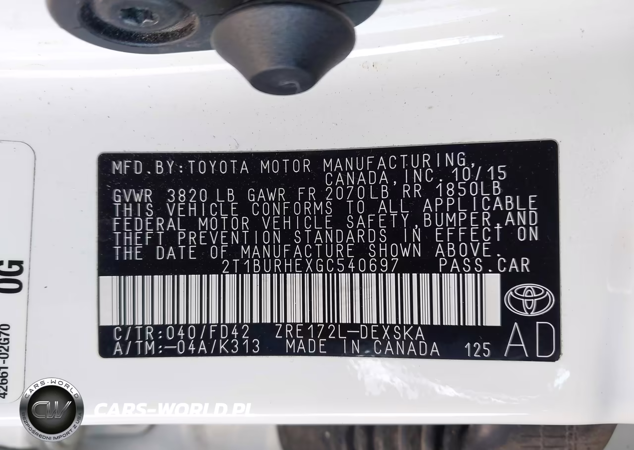 2016 Toyota Corolla S VIN:2T1BURHEXGC540697 - 9