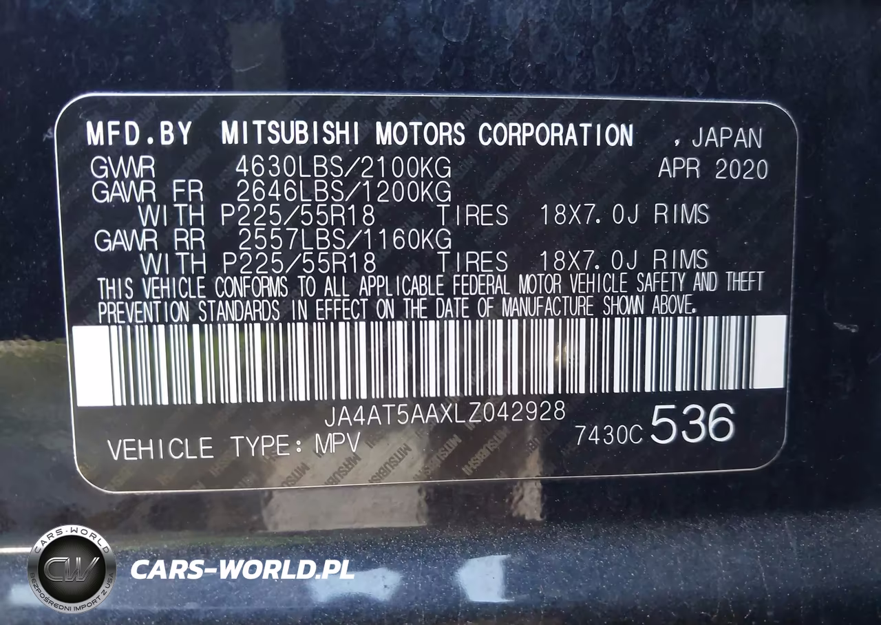 2020 Mitsubishi Eclipse Cross Se 1.5T Awc-Sel 1.5T Awc VIN:JA4AT5AAXLZ042928 - 9