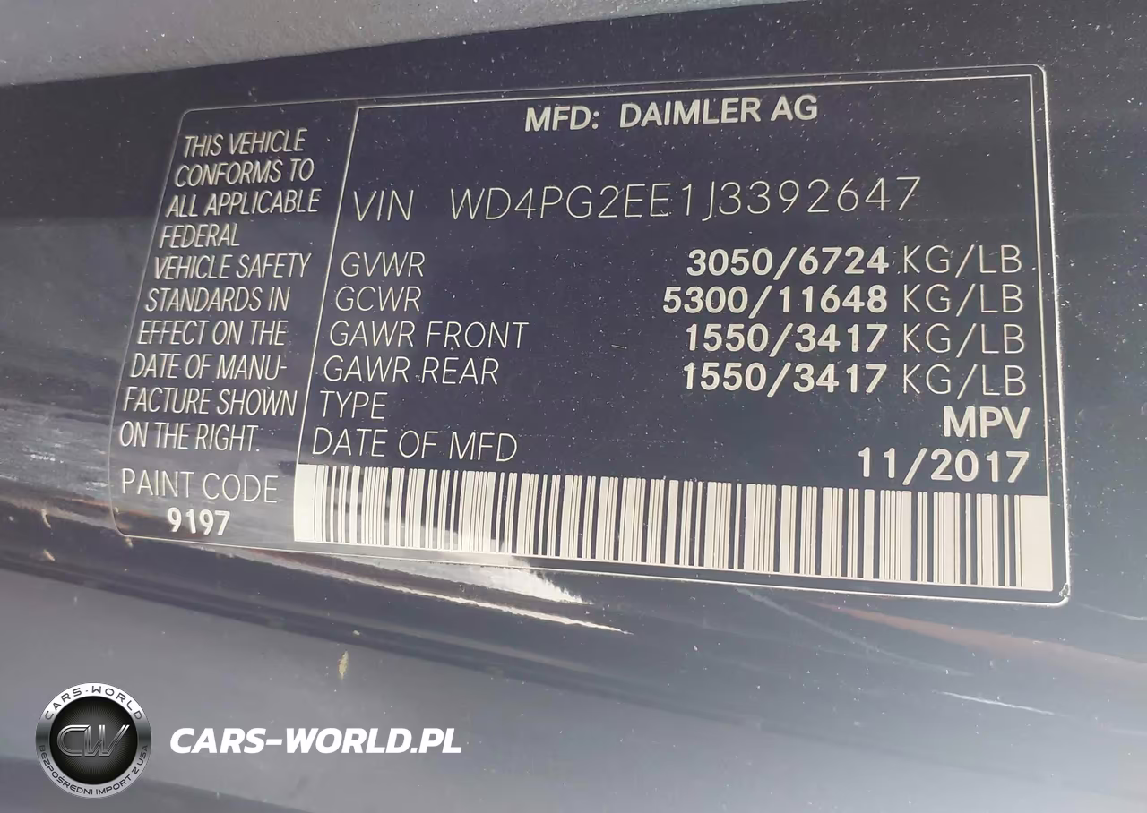 2018 Mercedes-Benz Metris VIN:WD4PG2EE1J3392647 - 9