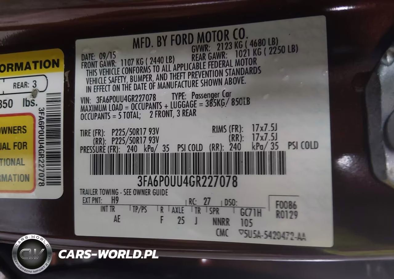 2016 Ford Fusion S Hybrid VIN:3FA6P0UU4GR227078 - 9