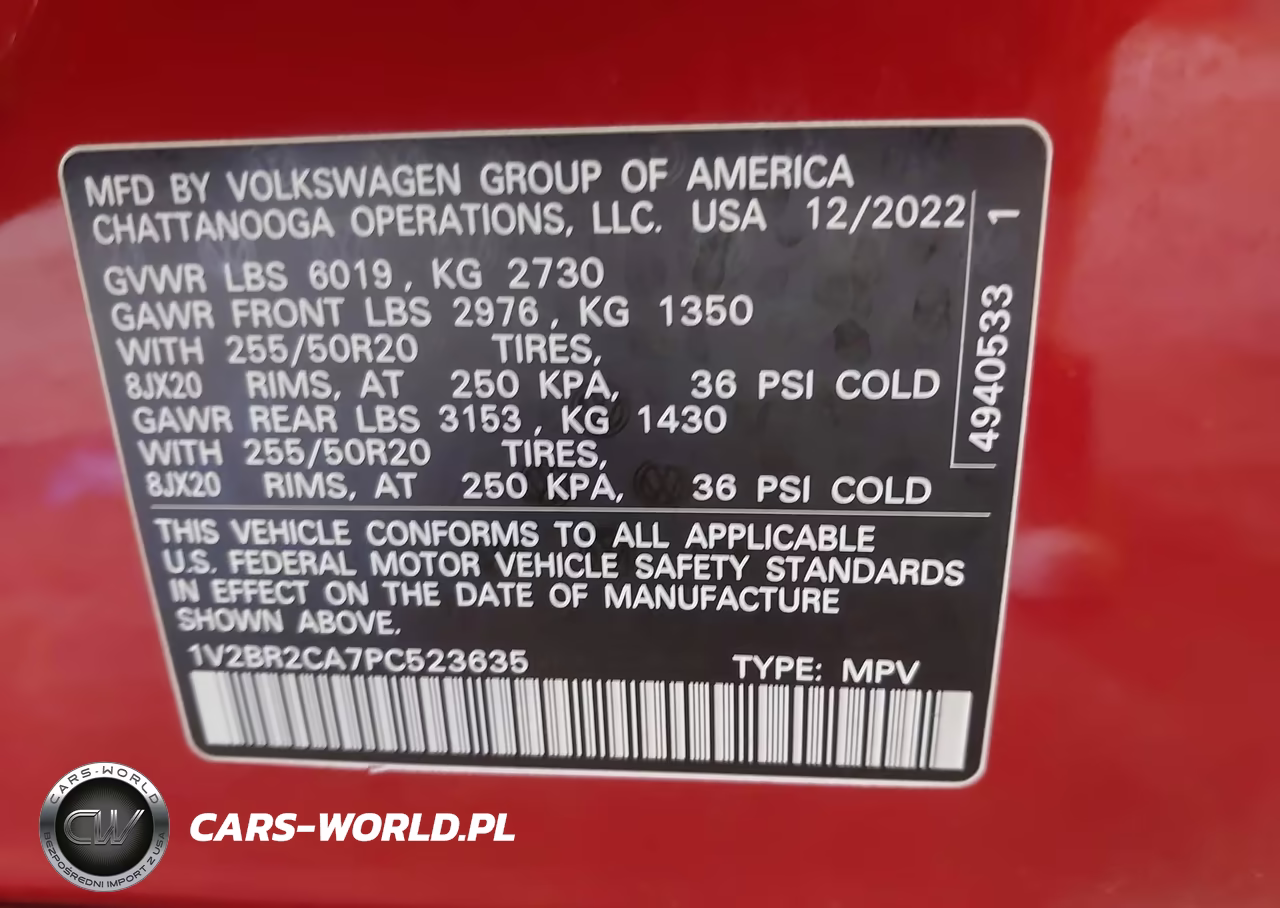 2023 Volkswagen Atlas 3.6L V6 Sel VIN:1V2BR2CA7PC523635 - 9