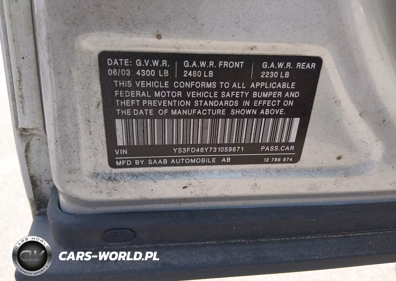 2003 Saab 9-3 Arc VIN:YS3FD46Y731059671 - 9