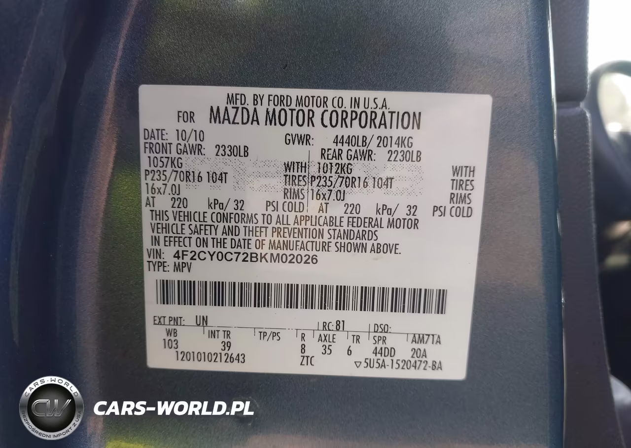 2011 Mazda Tribute I Touring VIN:4F2CY0C72BKM02026 - 9