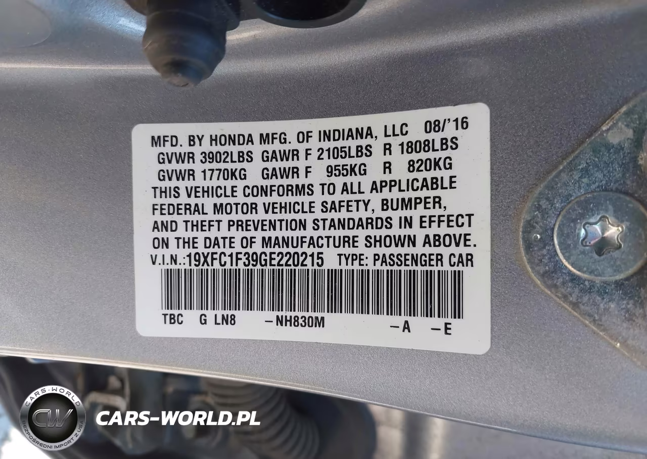 2016 Honda Civic Ex-T VIN:19XFC1F39GE220215 - 9