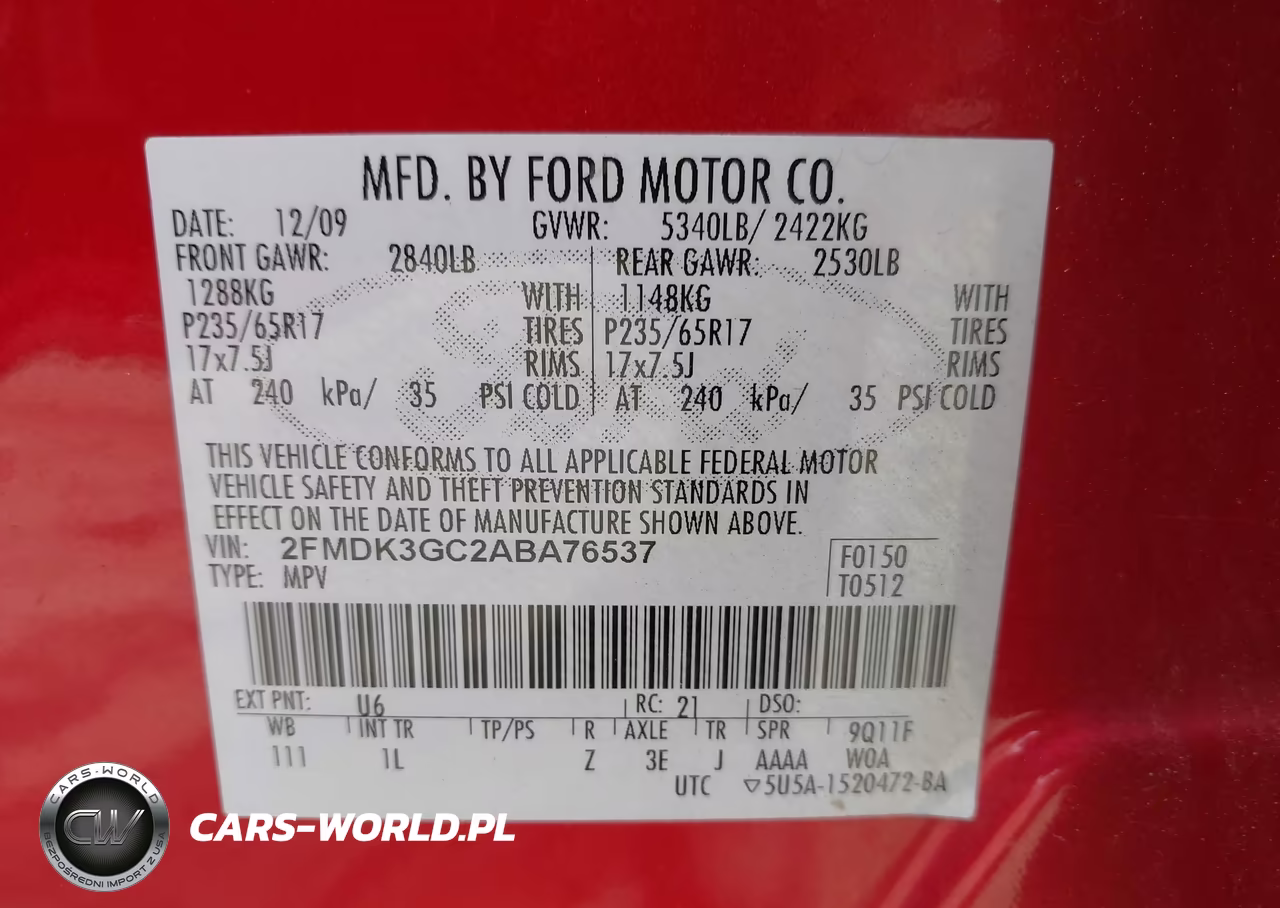 2010 Ford Edge Se VIN:2FMDK3GC2ABA76537 - 9
