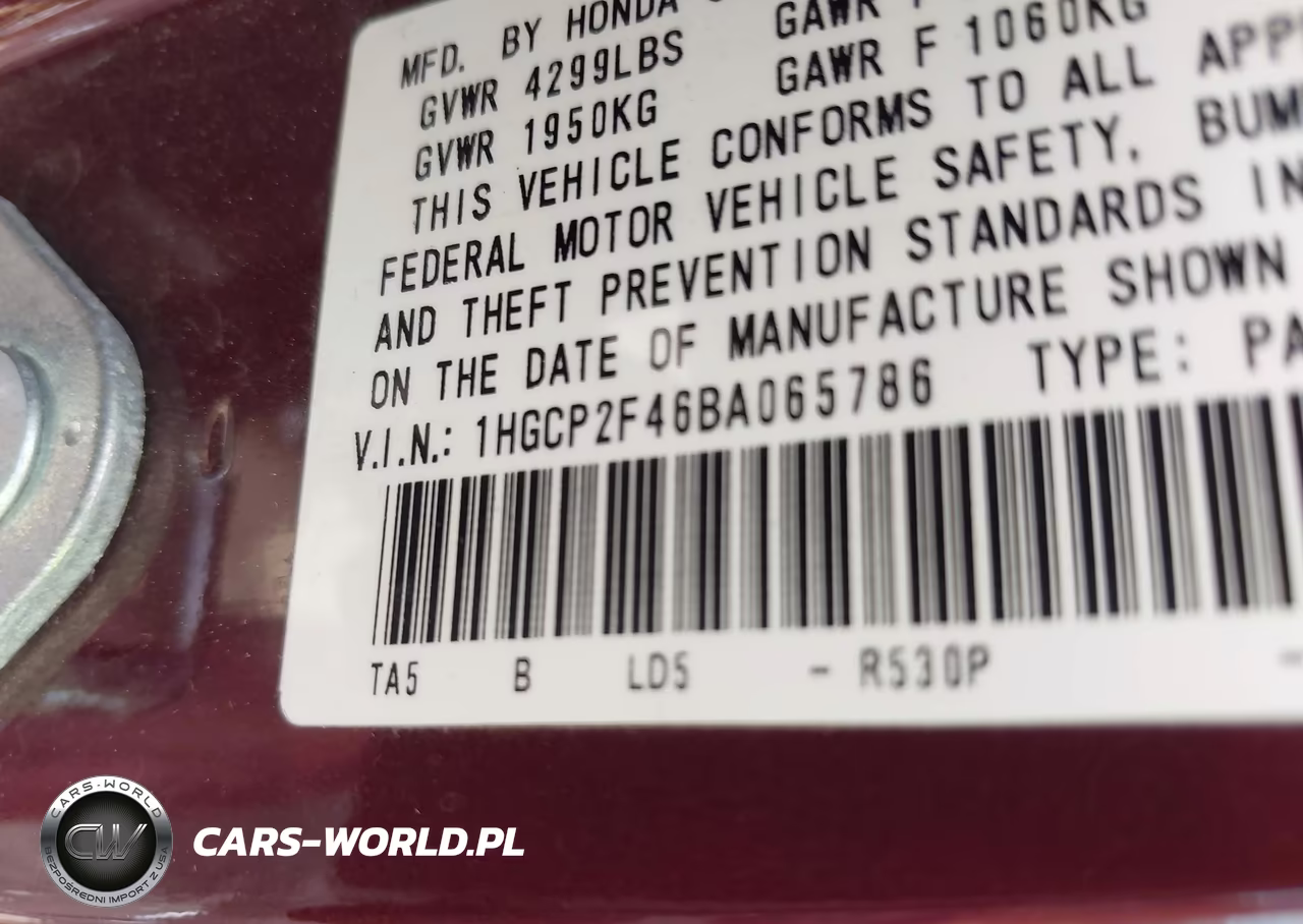 2011 Honda Accord 2.4 Lx-P VIN:1HGCP2F46BA065786 - 9