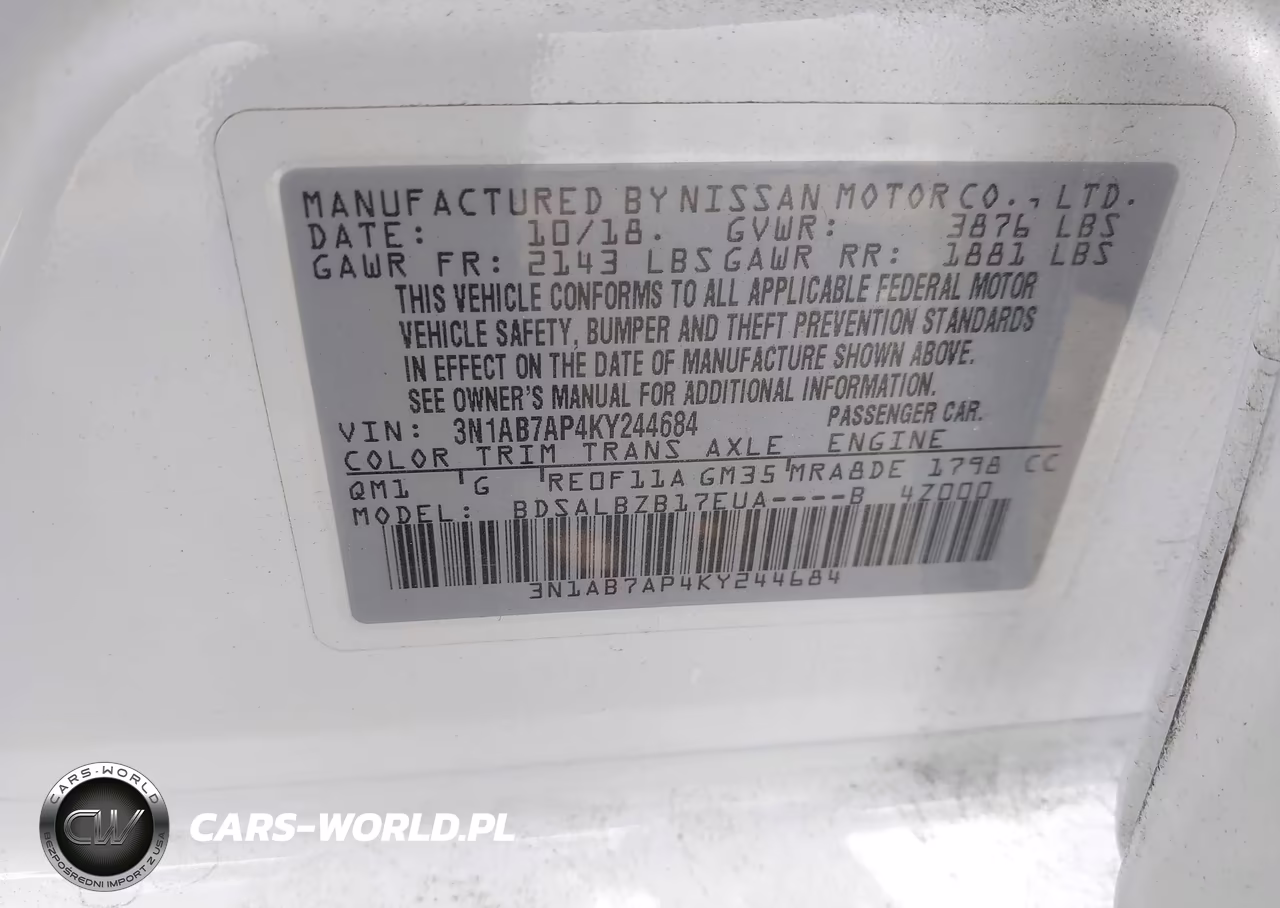 2019 Nissan Sentra S VIN:3N1AB7AP4KY244684 - 9