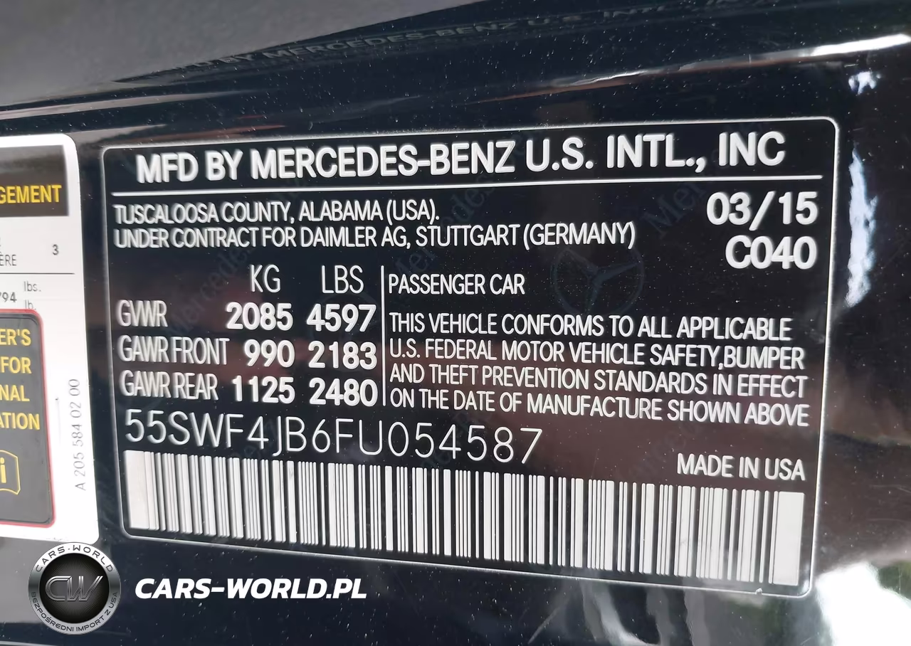 2015 Mercedes-Benz C 300 VIN:55SWF4JB6FU054587 - 9