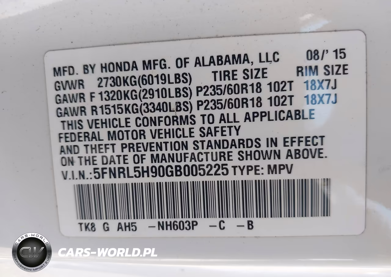 2016 Honda Odyssey Touring-Touring Elite VIN:5FNRL5H90GB005225 - 9