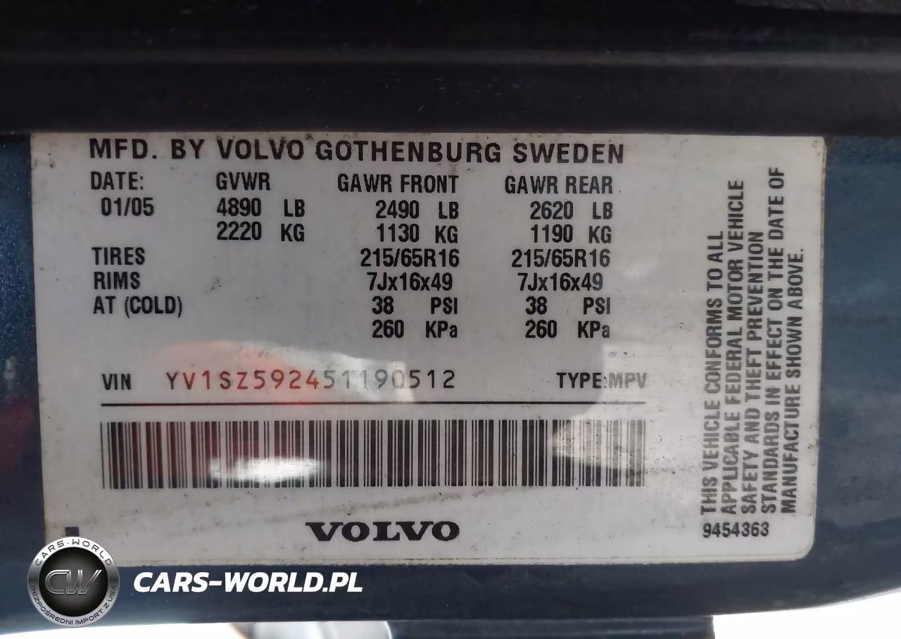 2005 Volvo Xc70 2.5T A Awd-2.5T A Awd Sr VIN:YV1SZ592451190512 - 9