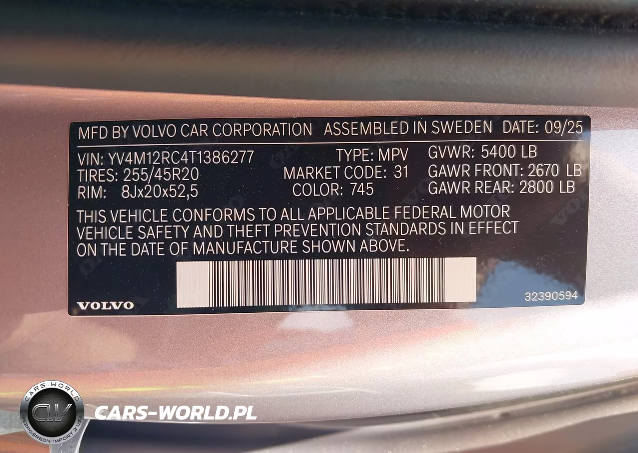 2026 Volvo Xc60 B5 Plus VIN:YV4M12RC4T1386277 - 9