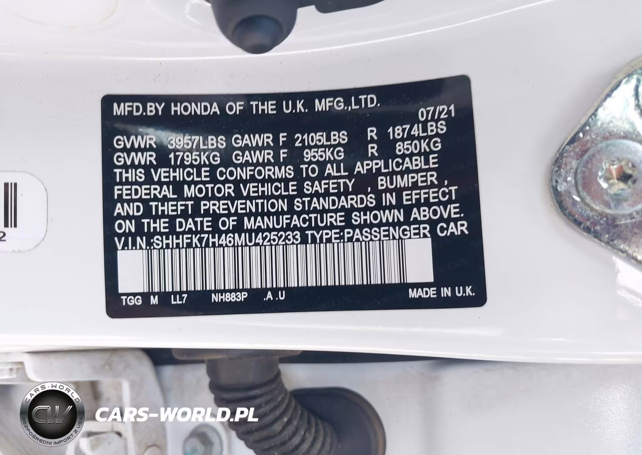 2021 Honda Civic Sport VIN:SHHFK7H46MU425233 - 9