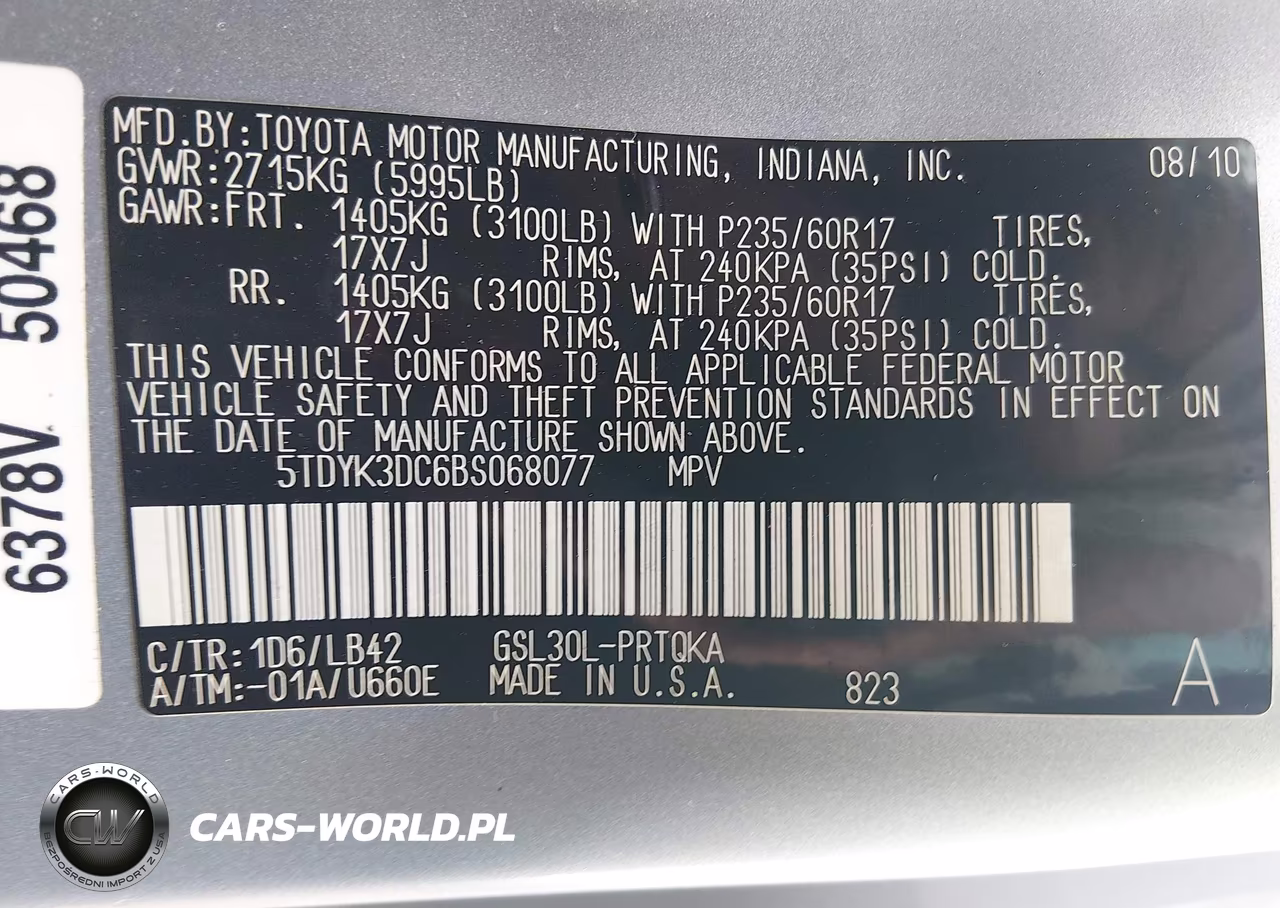 2011 Toyota Sienna Xle V6 VIN:5TDYK3DC6BS068077 - 9