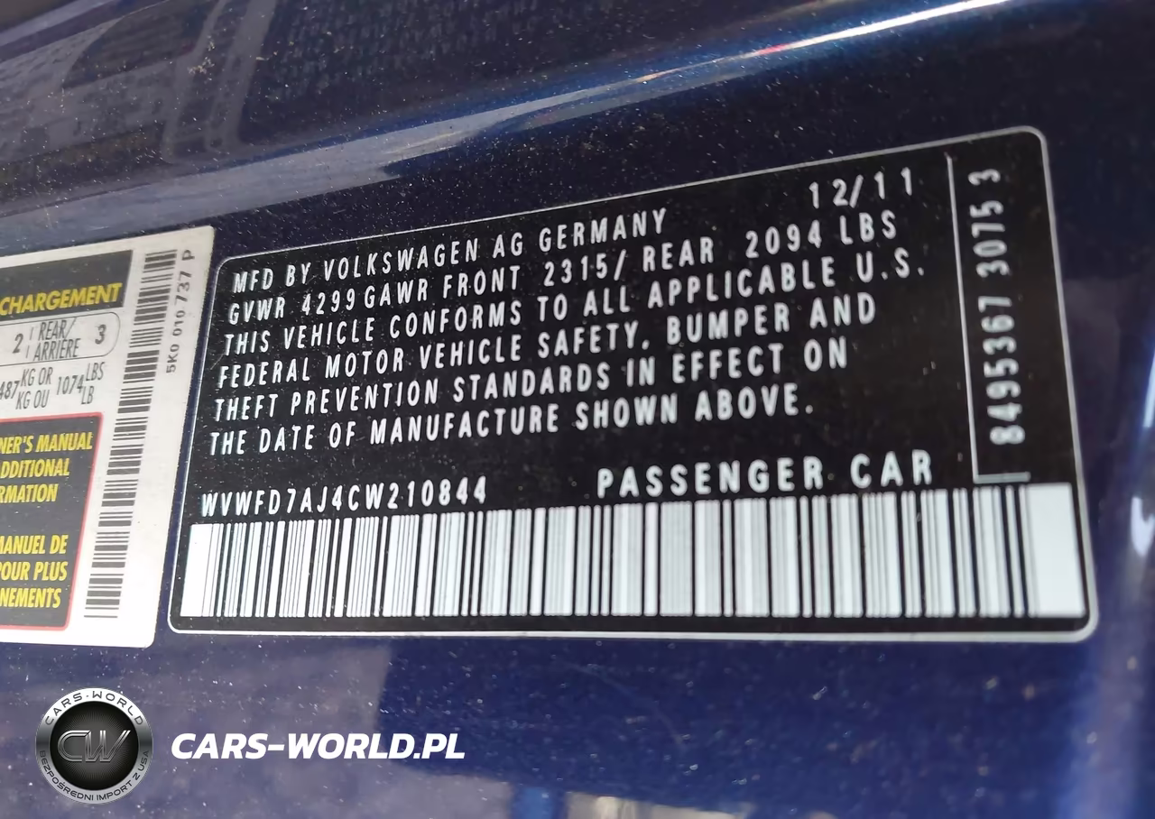 2012 Volkswagen Gti 2-Door VIN:WVWFD7AJ4CW210844 - 9
