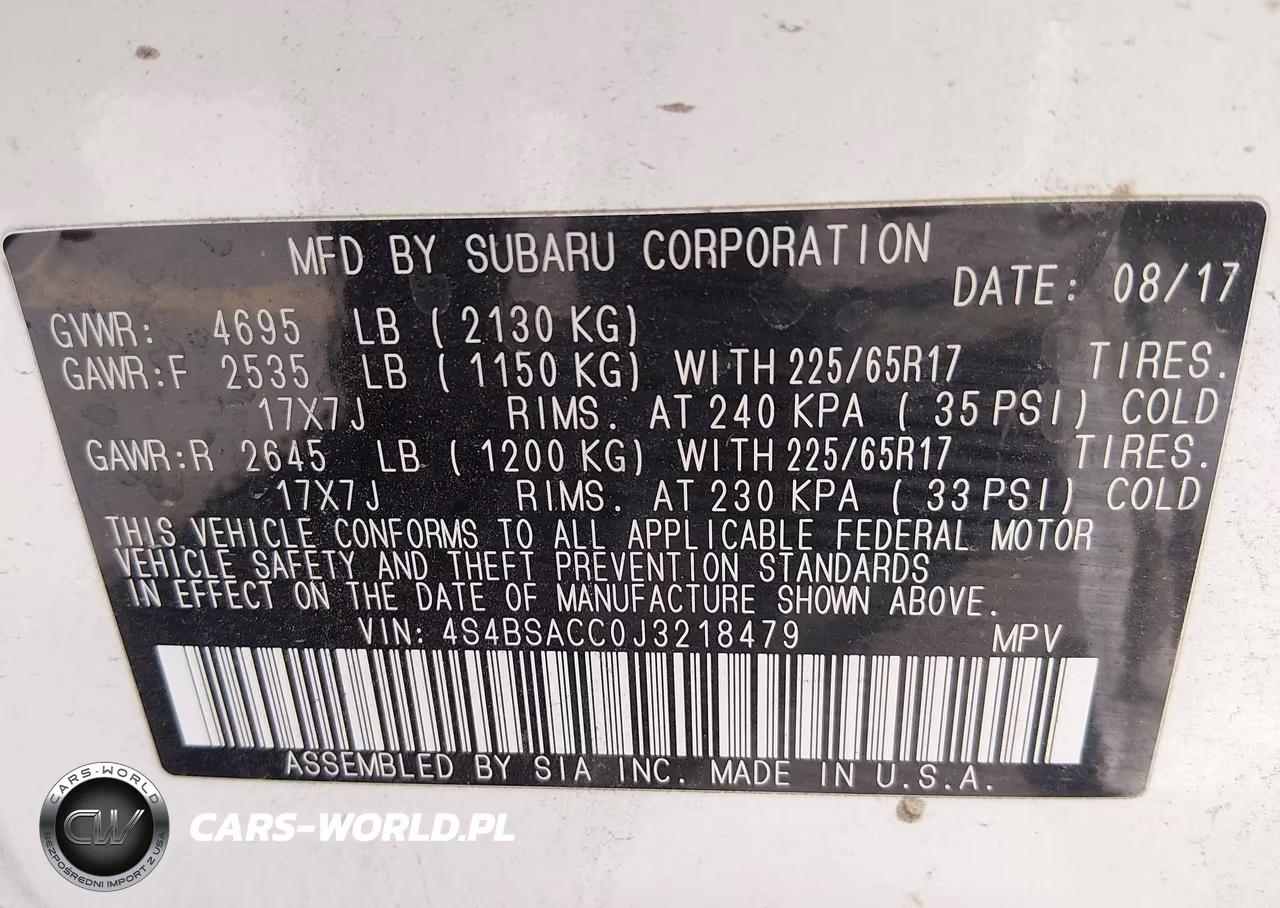 2018 Subaru Outback 2.5I Premium VIN:4S4BSACC0J3218479 - 9