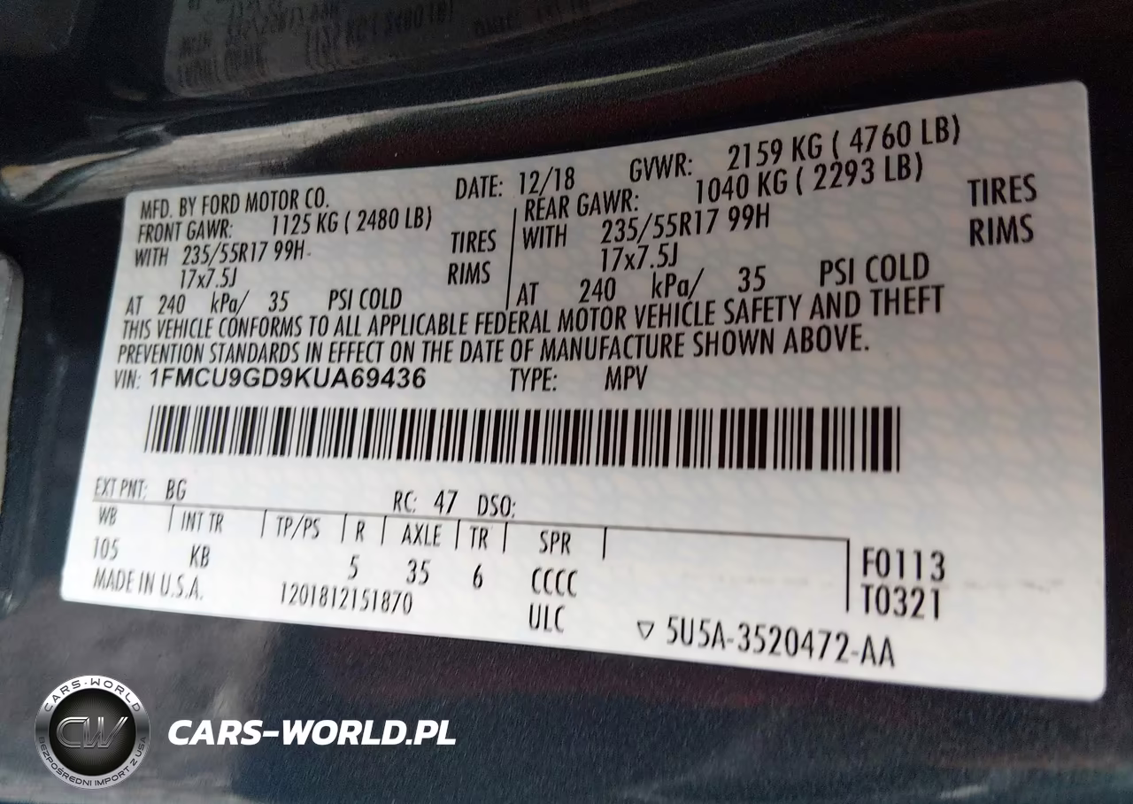 2019 Ford Escape Se VIN:1FMCU9GD9KUA69436 - 9
