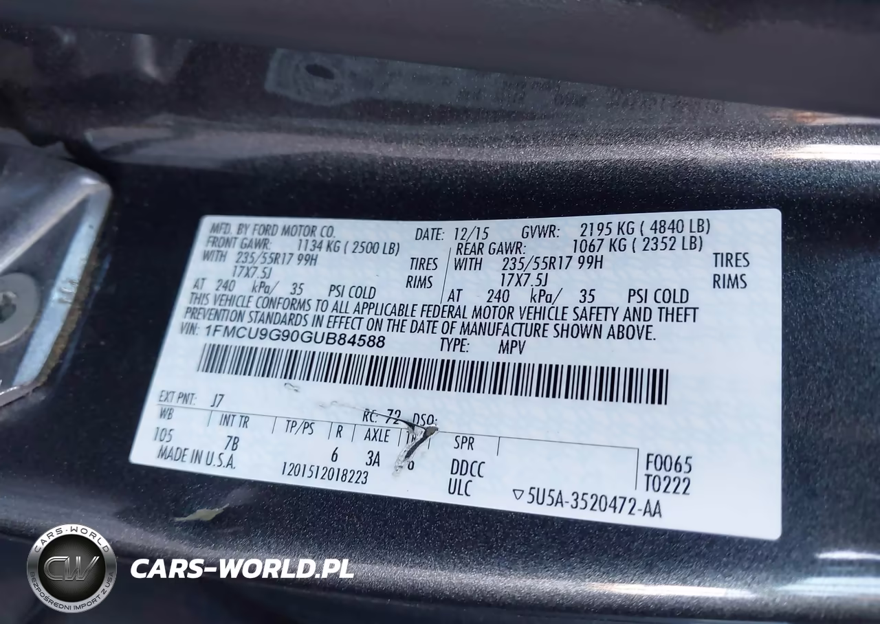 2016 Ford Escape Se VIN:1FMCU9G90GUB84588 - 9