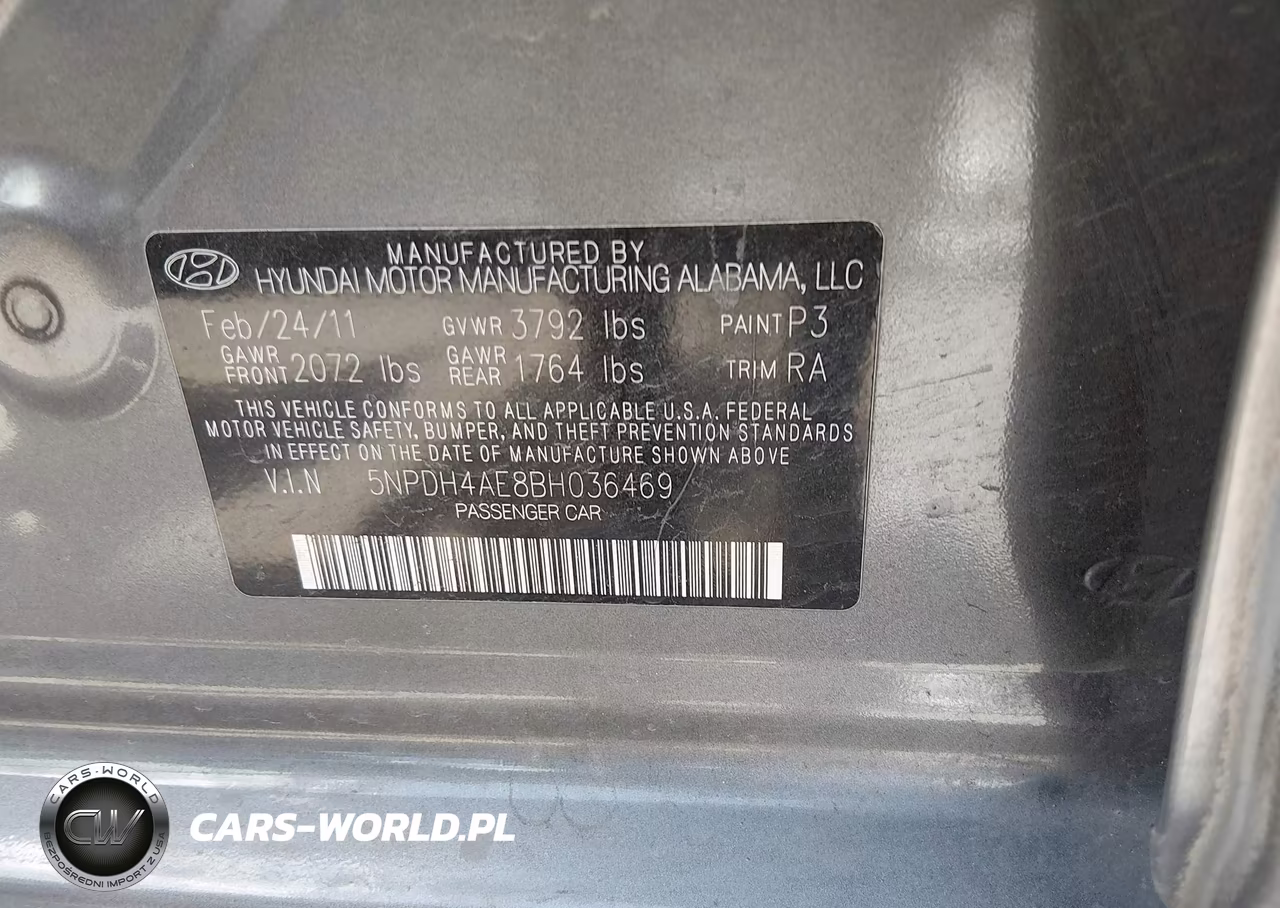 2011 Hyundai Elantra Gls VIN:5NPDH4AE8BH036469 - 9