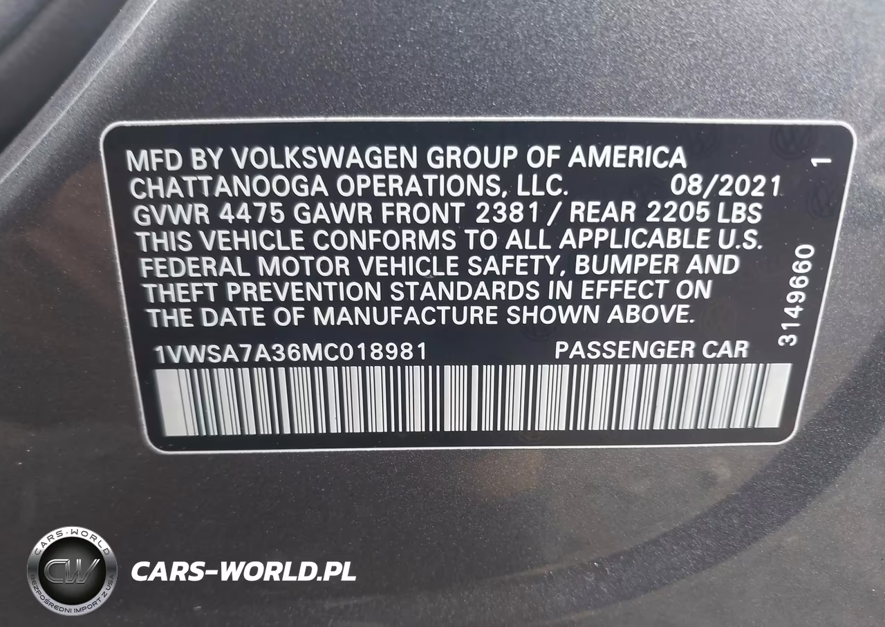 2021 Volkswagen Passat 2.0T Se VIN:1VWSA7A36MC018981 - 9