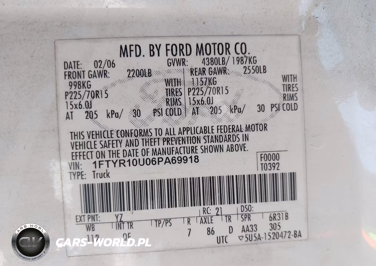 2006 Ford Ranger Sport-Stx-Xl-Xlt VIN:1FTYR10U06PA69918 - 9