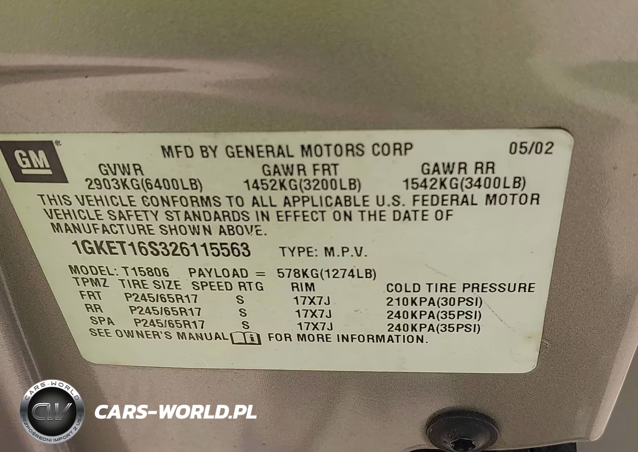 2002 GMC Envoy Xl Slt VIN:1GKET16S326115563 - 9