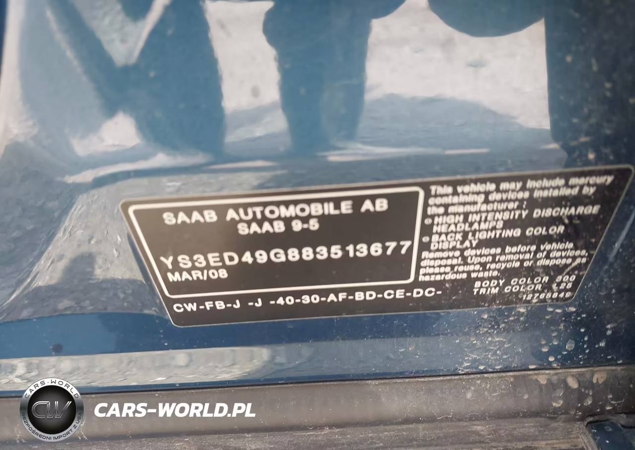 2008 Saab 9-5 2.3T VIN:YS3ED49G883513677 - 9