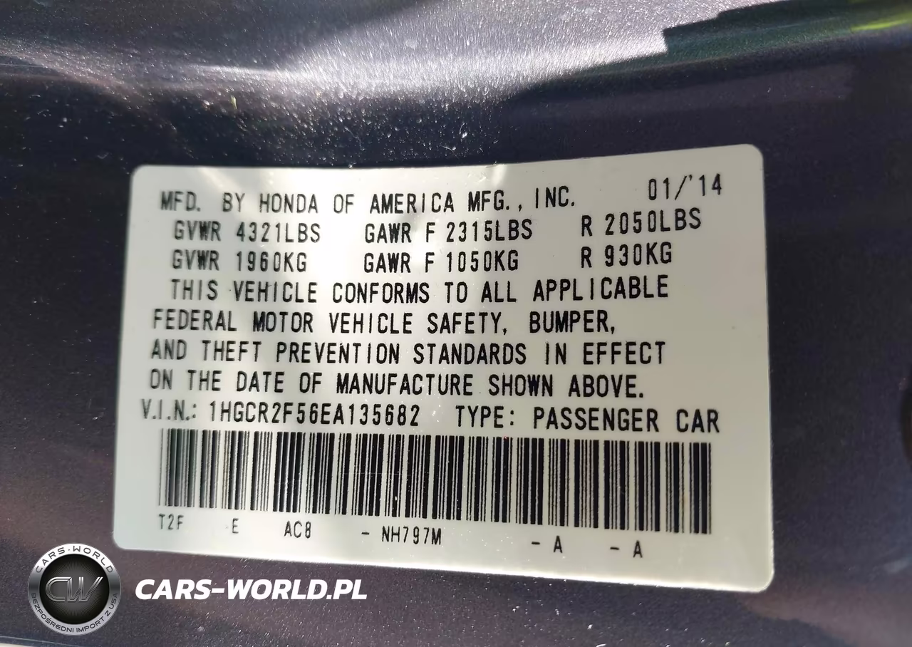 2014 Honda Accord Sport VIN:1HGCR2F56EA135682 - 9