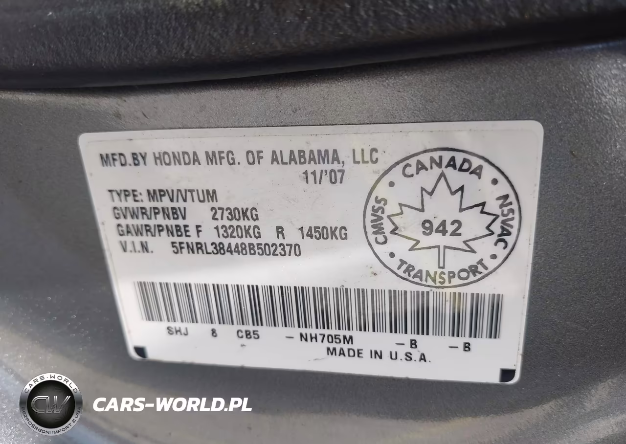 2008 Honda Odyssey Ex VIN:5FNRL38448B502370 - 9