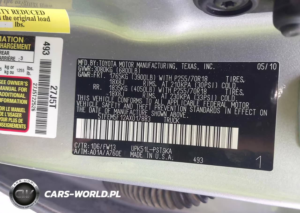 2010 Toyota Tundra Grade 4.6L V8 VIN:5TFEM5F12AX017883 - 9