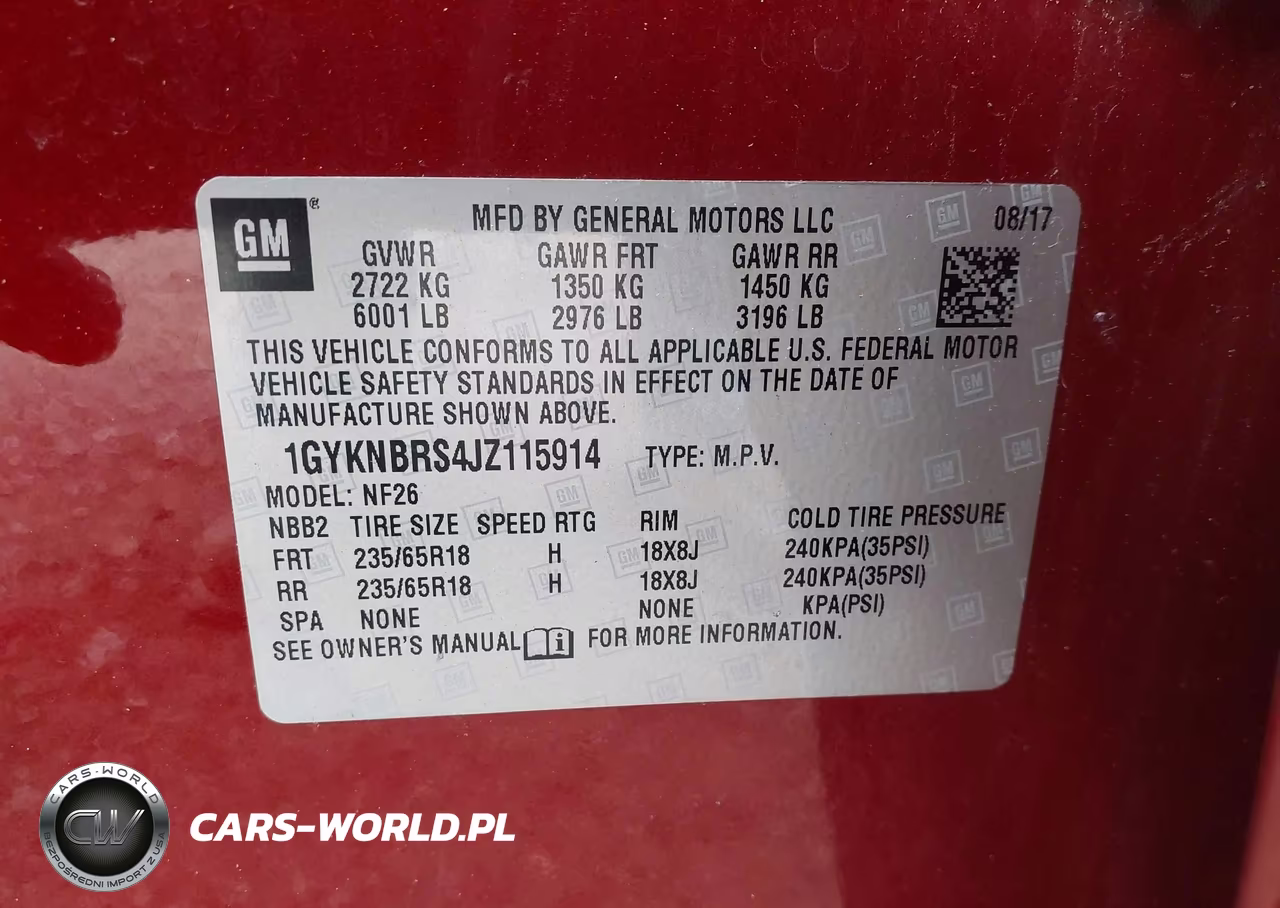 2018 Cadillac Xt5 Standard VIN:1GYKNBRS4JZ115914 - 9