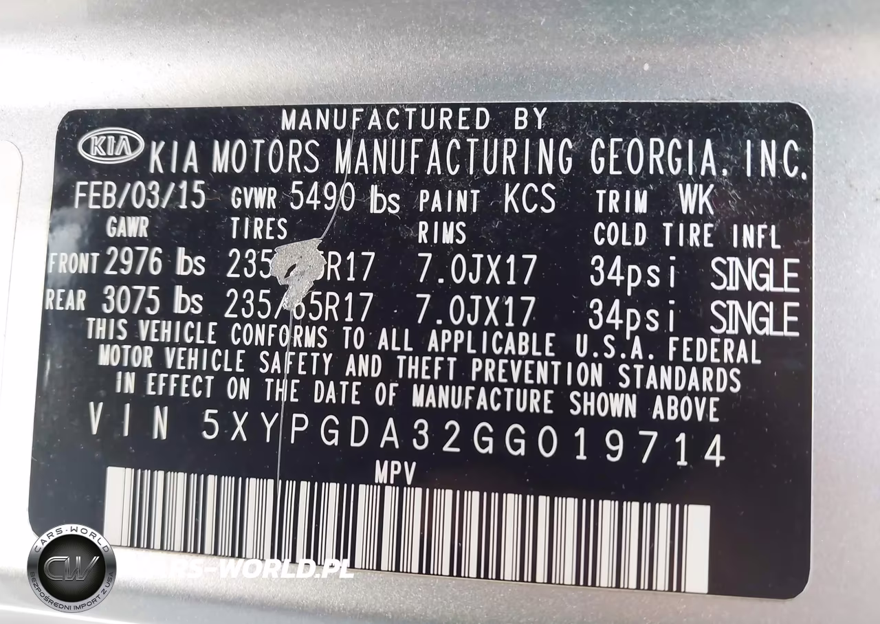 2016 Kia Sorento 2.4L Lx VIN:5XYPGDA32GG019714 - 9