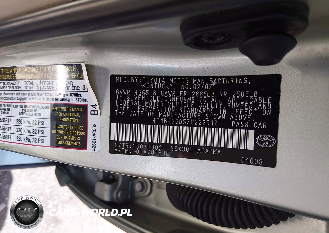 2007 Toyota Avalon Limited VIN:4T1BK36B57U222917 - 9