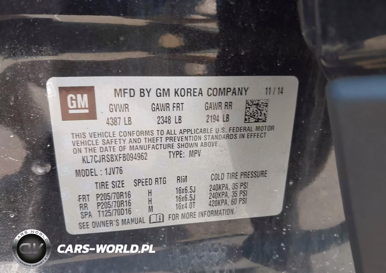 2015 Chevrolet Trax Lt VIN:KL7CJRSBXFB094962 - 9