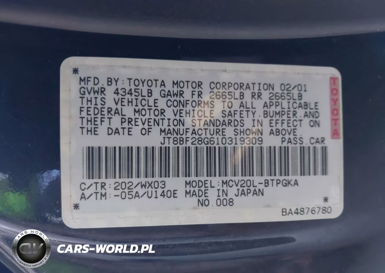 2001 Lexus Es 300 VIN:JT8BF28G610319309 - 9