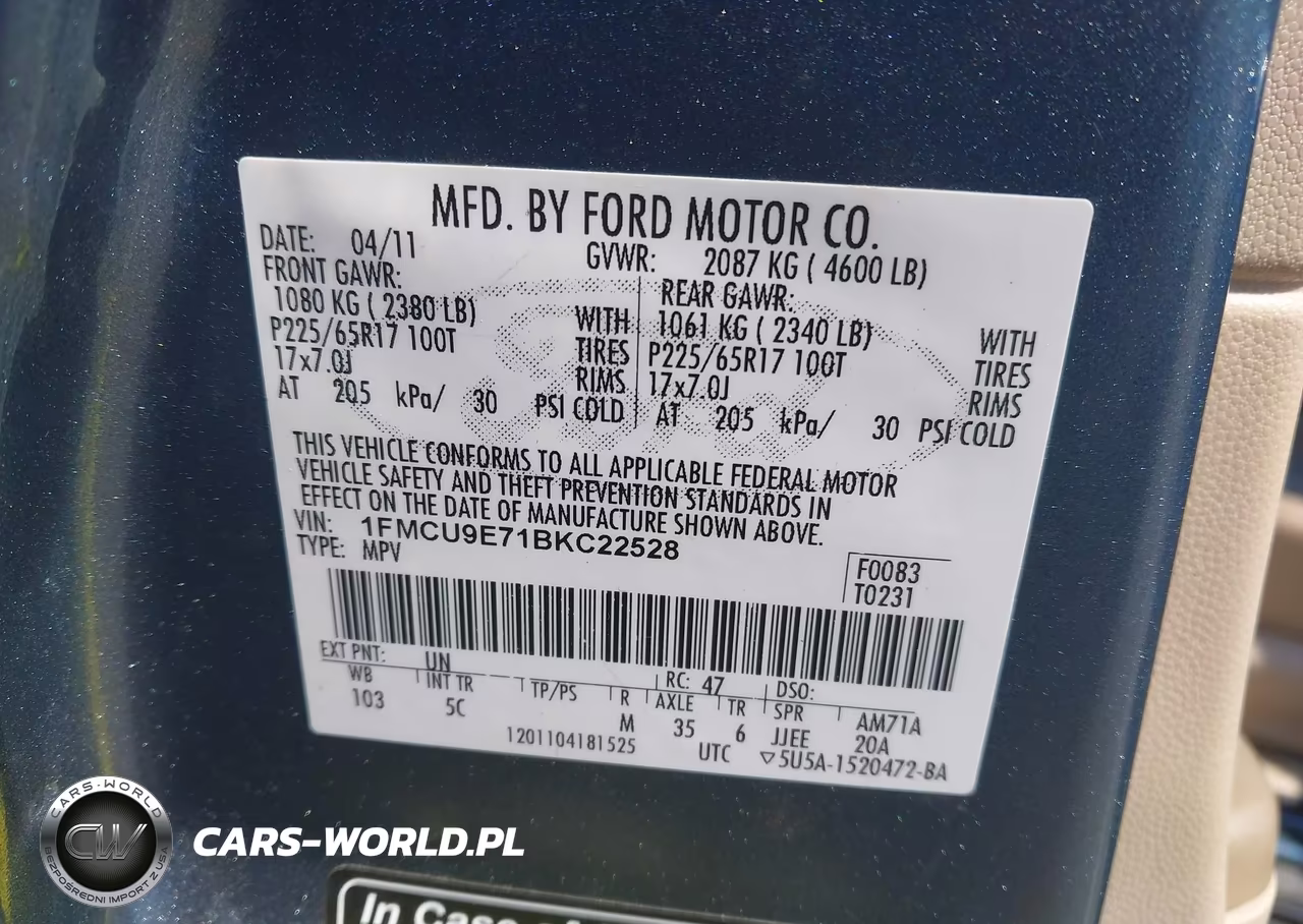 2011 Ford Escape Limited VIN:1FMCU9E71BKC22528 - 9