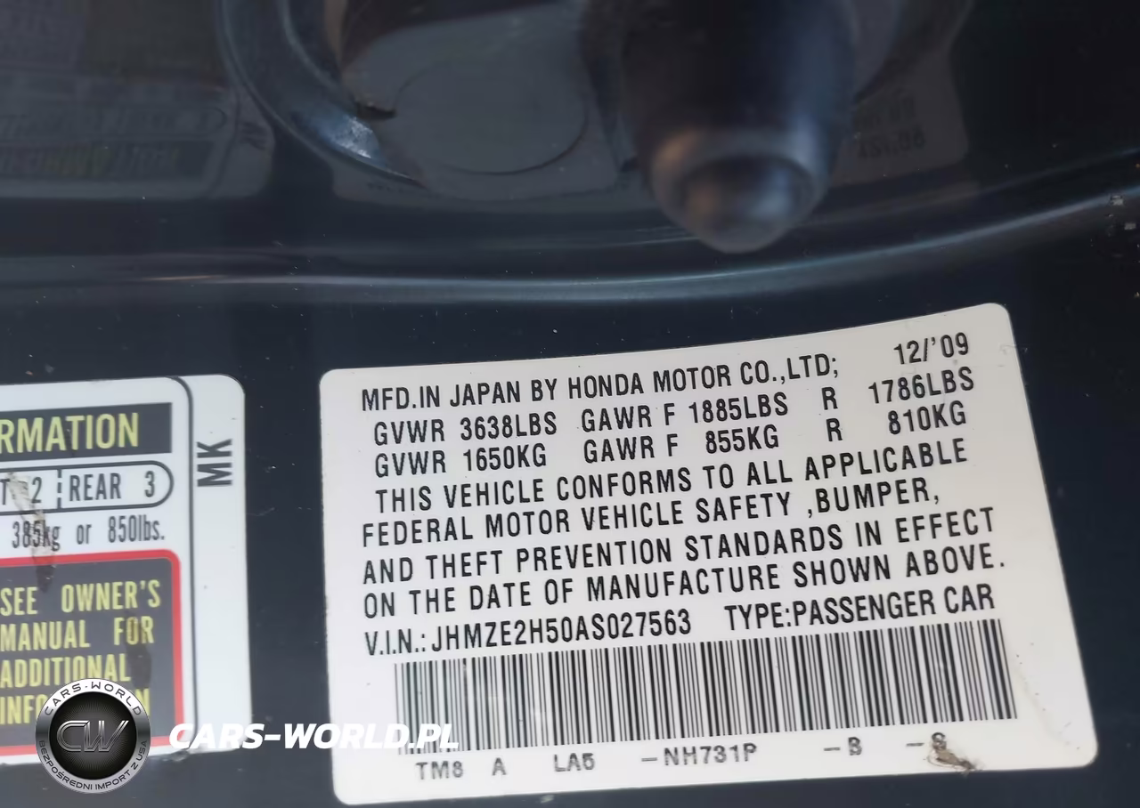 2010 Honda Insight Lx VIN:JHMZE2H50AS027563 - 9