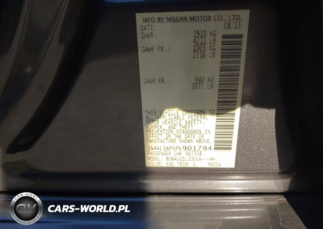 2015 Nissan Altima 2.5 S VIN:1N4AL3AP5FN901794 - 9