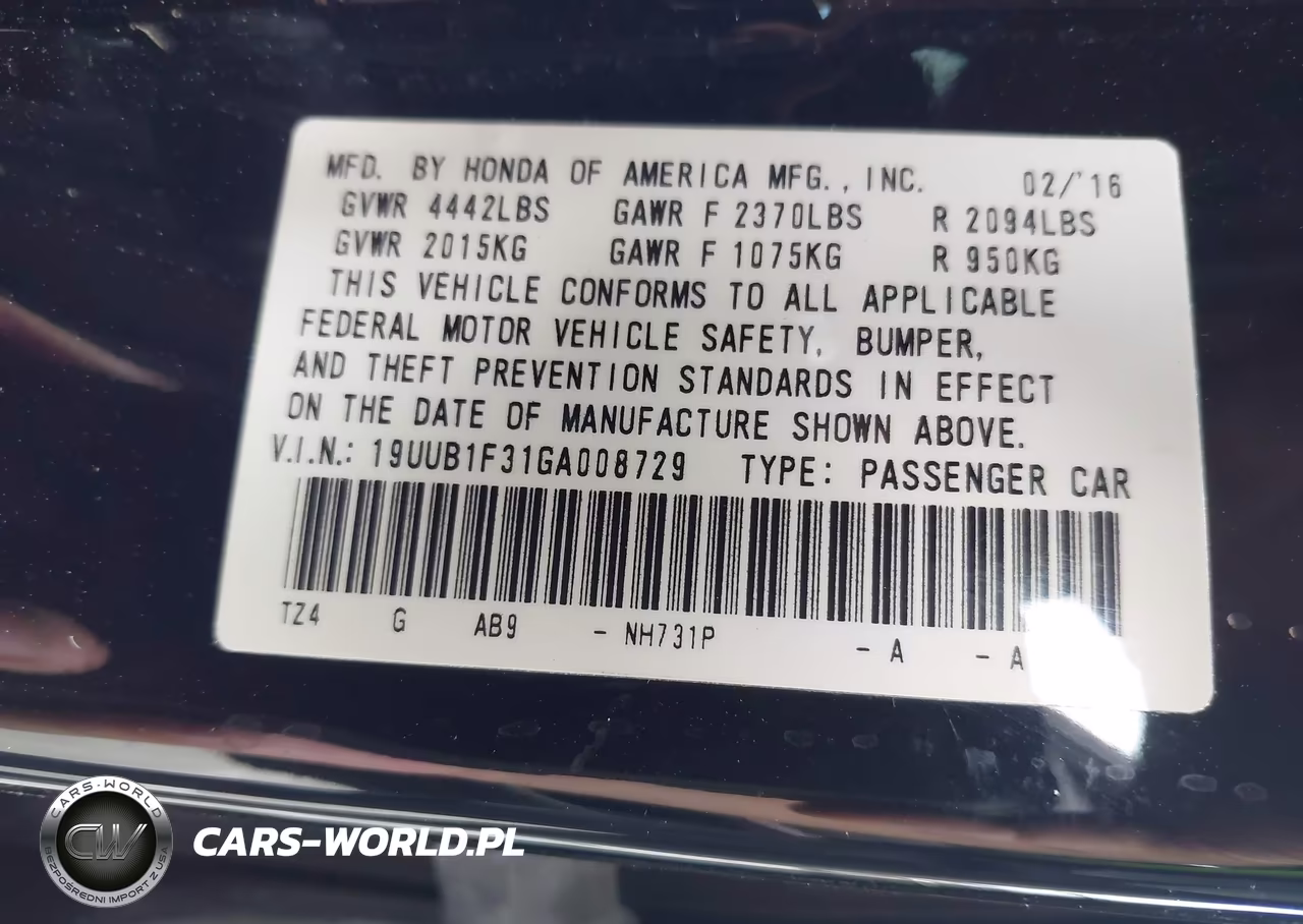 2016 Acura Tlx VIN:19UUB1F31GA008729 - 9